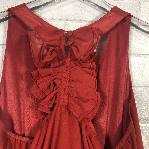 Atown Silk Burnt Orange Sleeveless Dress - Picture 3 of 5